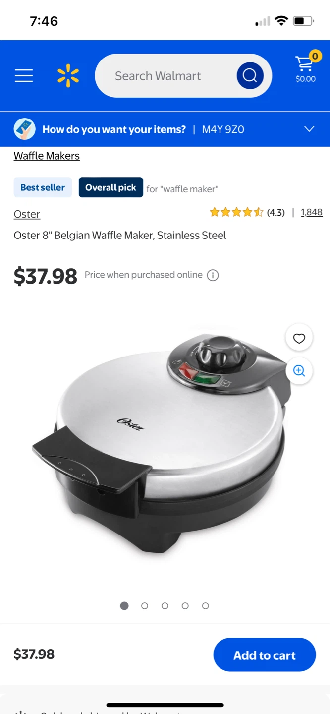 Oster 8" Belgian Waffle Maker