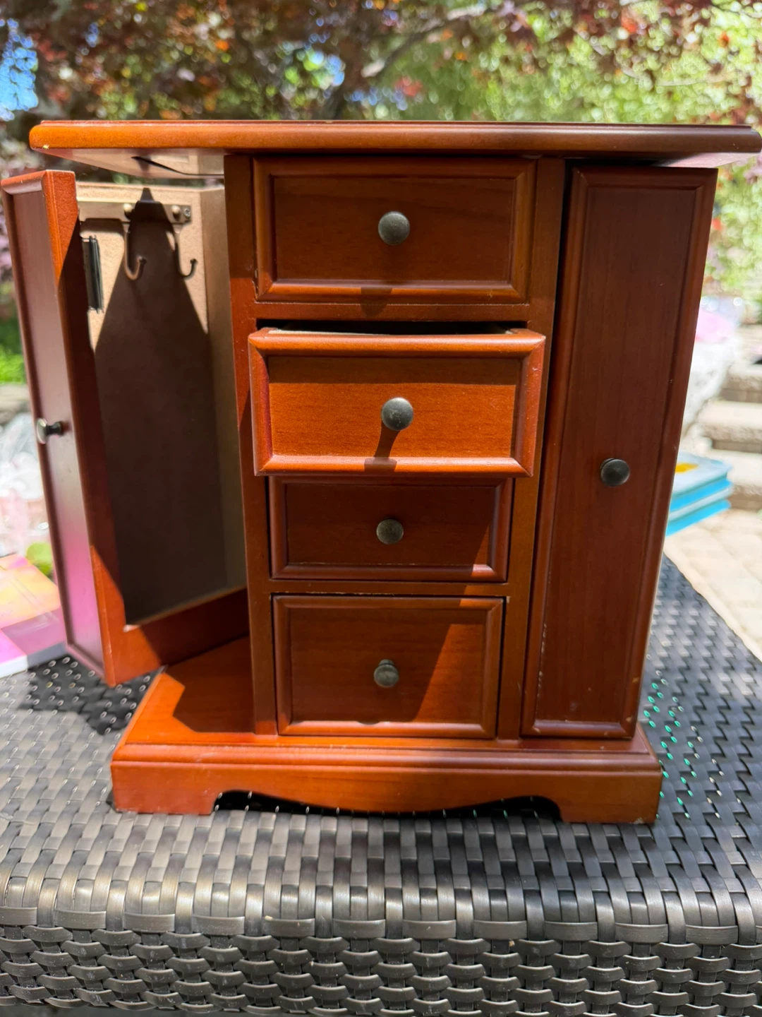 Wooden Jewelry Box with Drawers and Cabinet