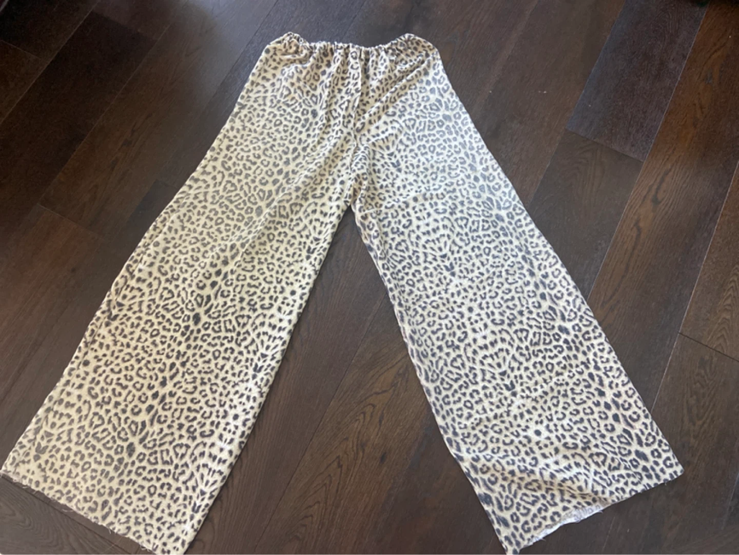 Homemade Leopard Print Wide Leg Pants baggy