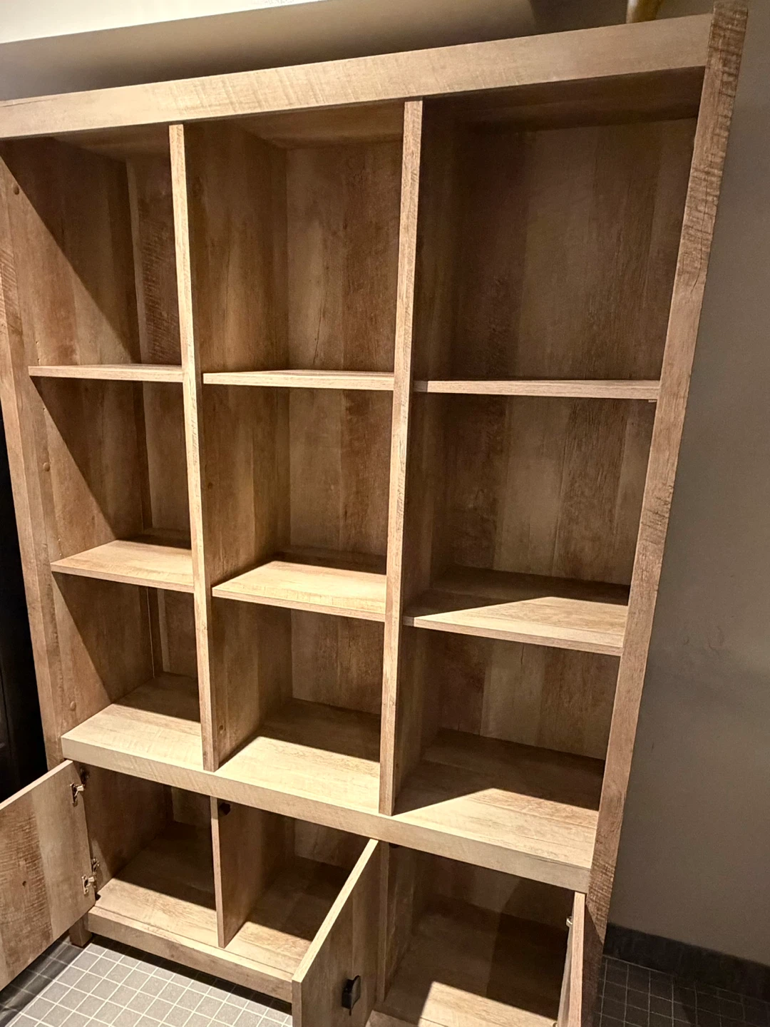 Wood Bookshelf with Cabinet Doors - photo 2