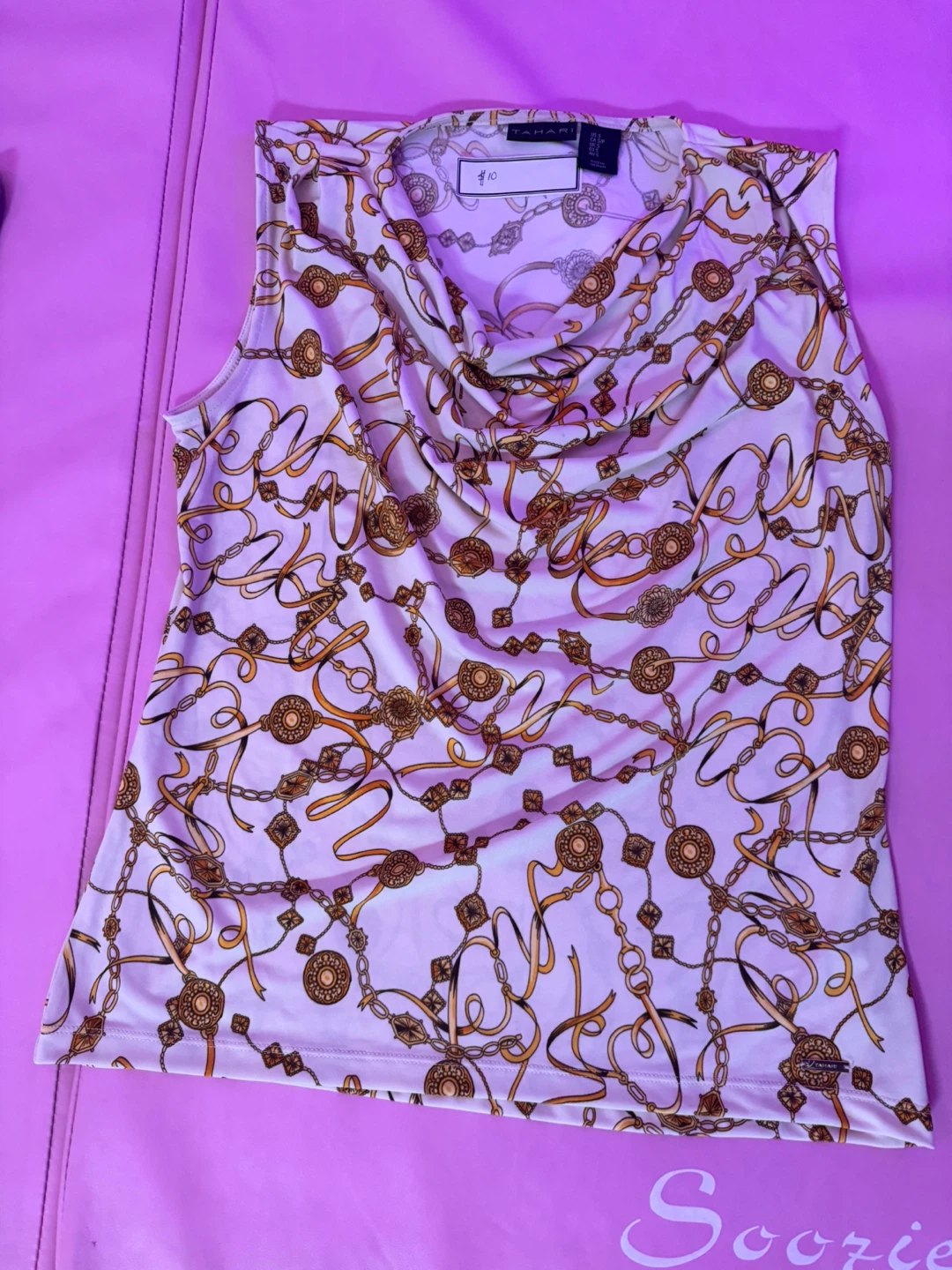 Sleeveless Cowl Neck Top - Chain Print - photo 2