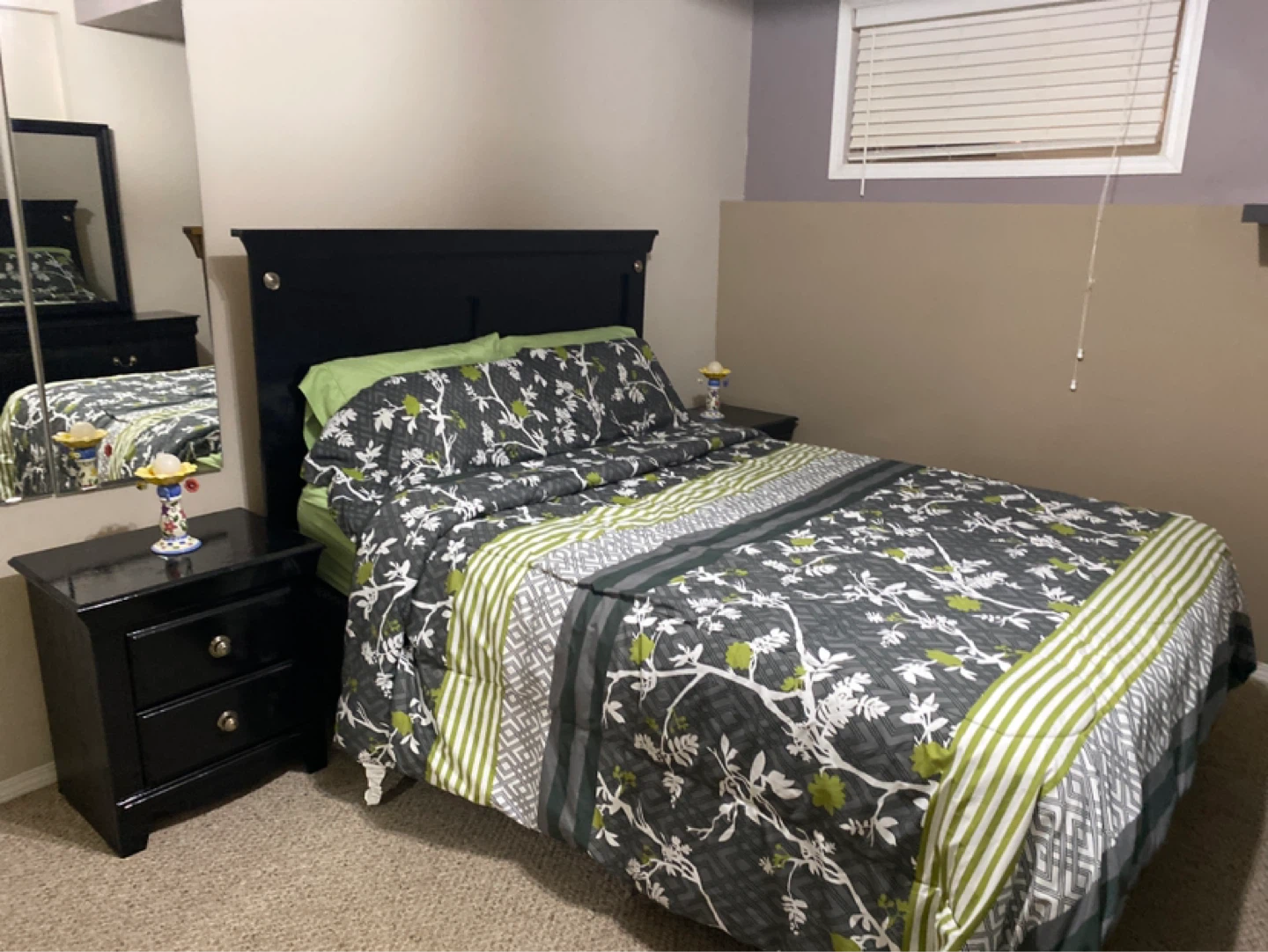 Black Bedroom Set with 2 night table and dresser