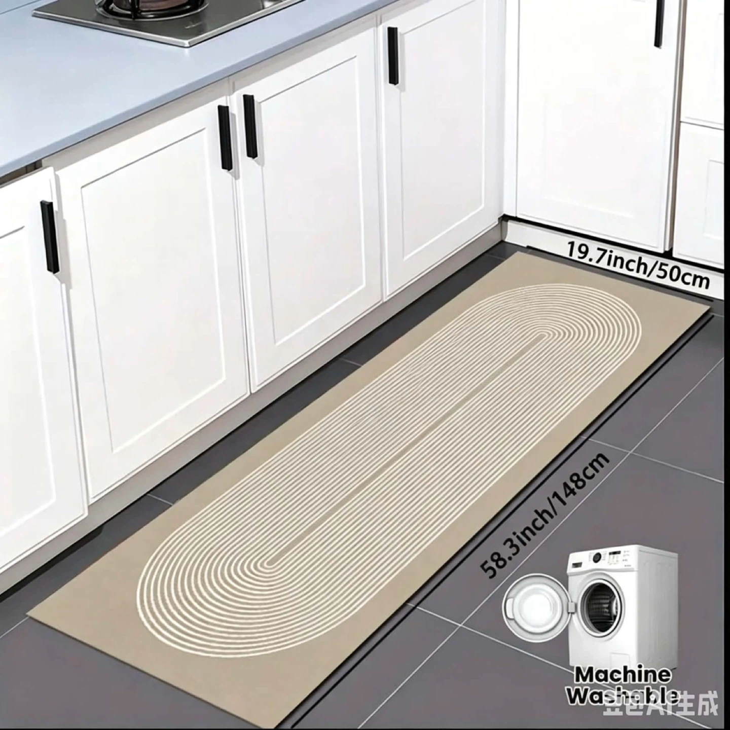 Modern Kitchen Runner Rug 148×50cm | Non-Slip Washable Floor Mat - photo 2