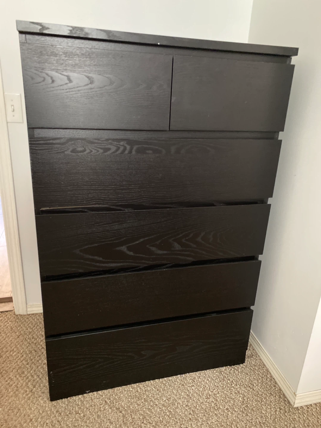 Dark Wood 6- Drawer Dresser