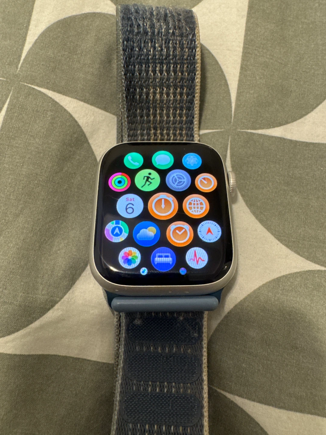Apple Watch 8 with Storm Blue Sport Loop Band