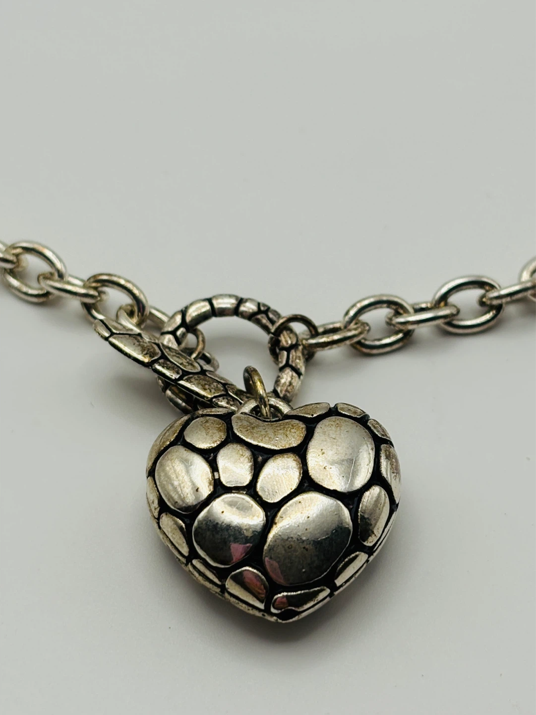 Vintage Silver Tone Puffy Heart Pendant Necklace - photo 4