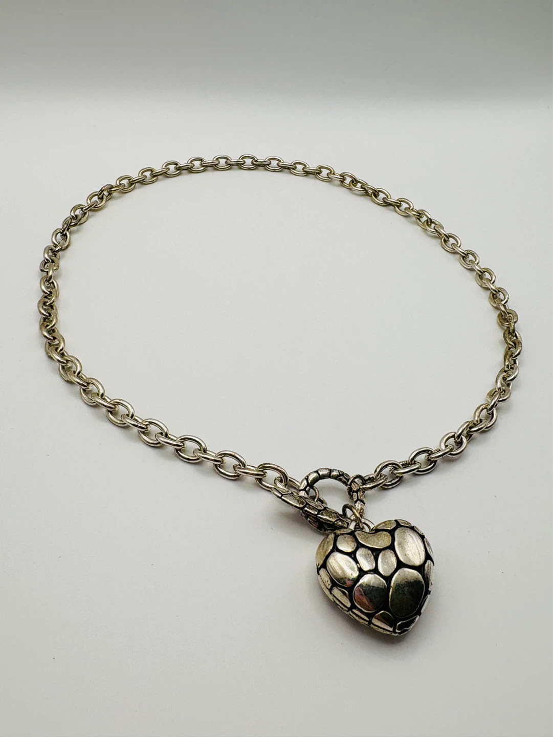 Vintage Silver Tone Puffy Heart Pendant Necklace - photo 5
