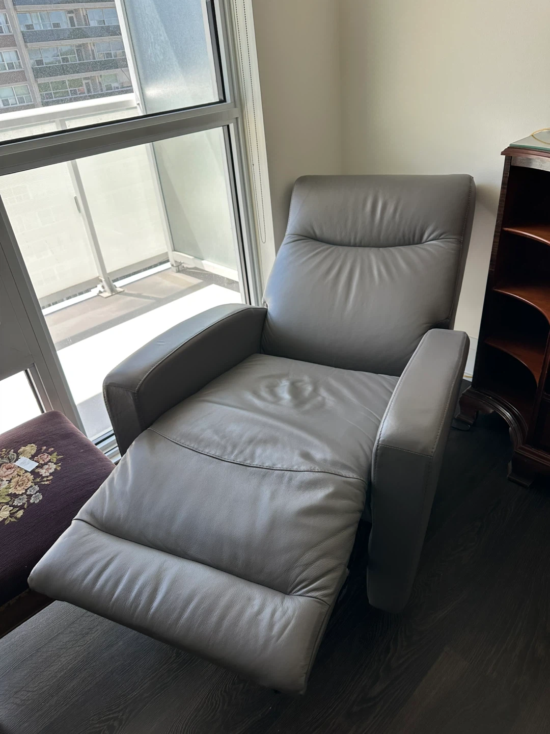 Grey Leather Recliner Chair