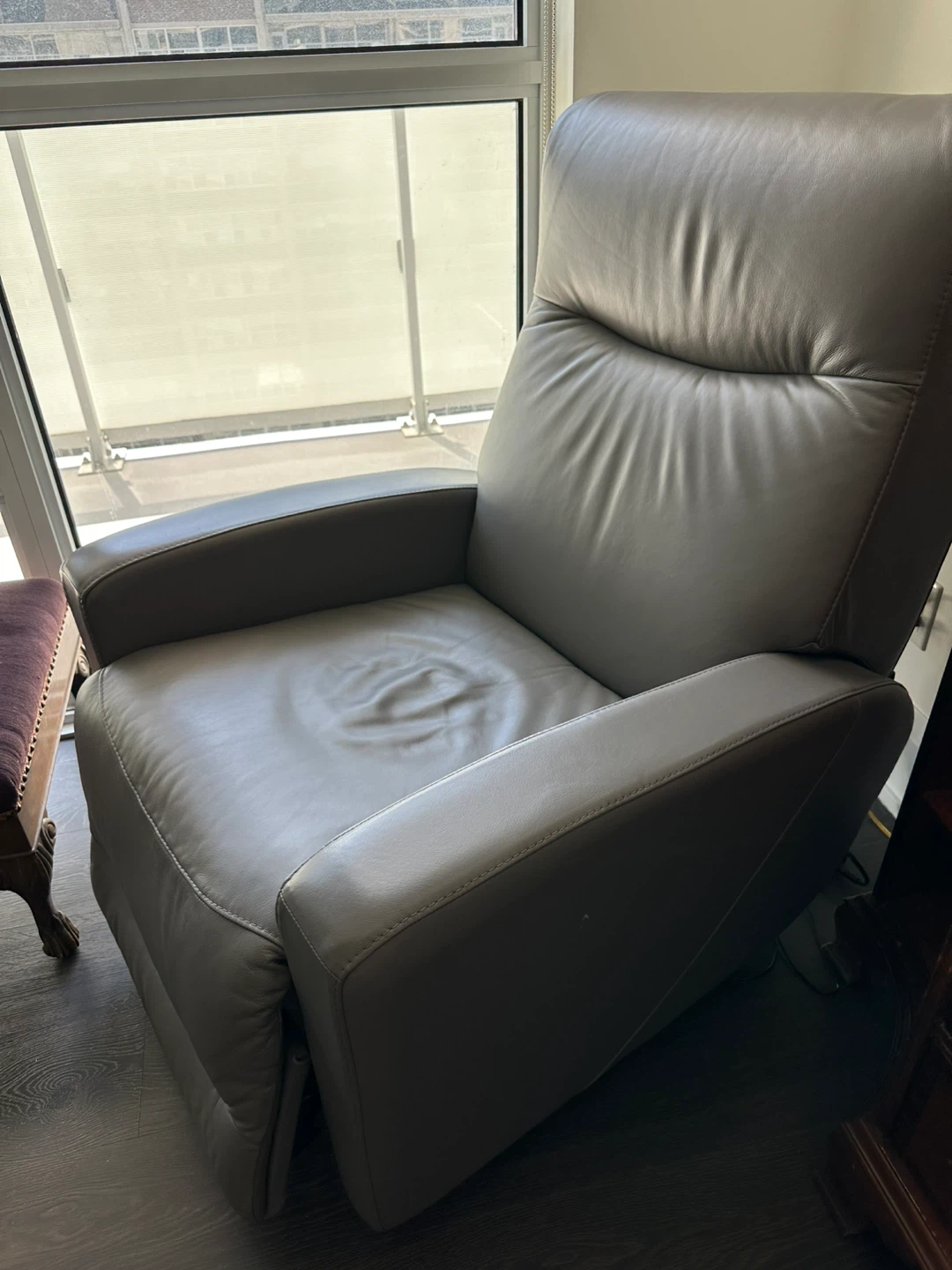 Grey Leather Recliner Chair - photo 2