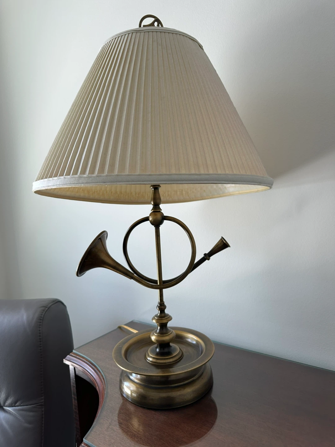 Vintage Brass French Horn Table Lamp