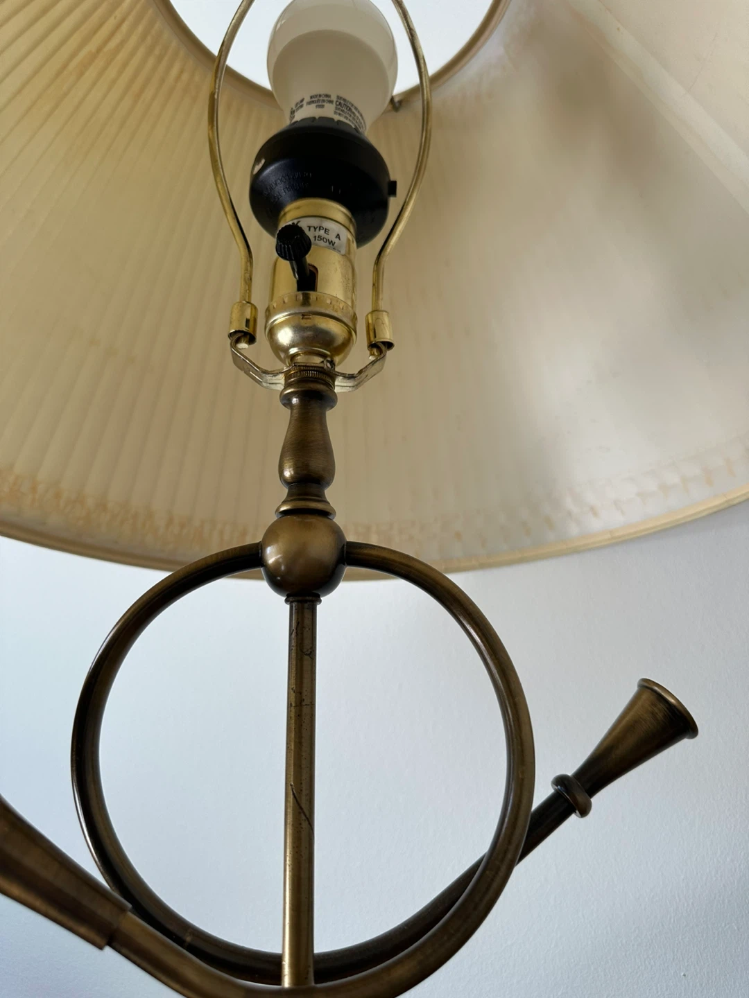 Vintage Brass French Horn Table Lamp - photo 3