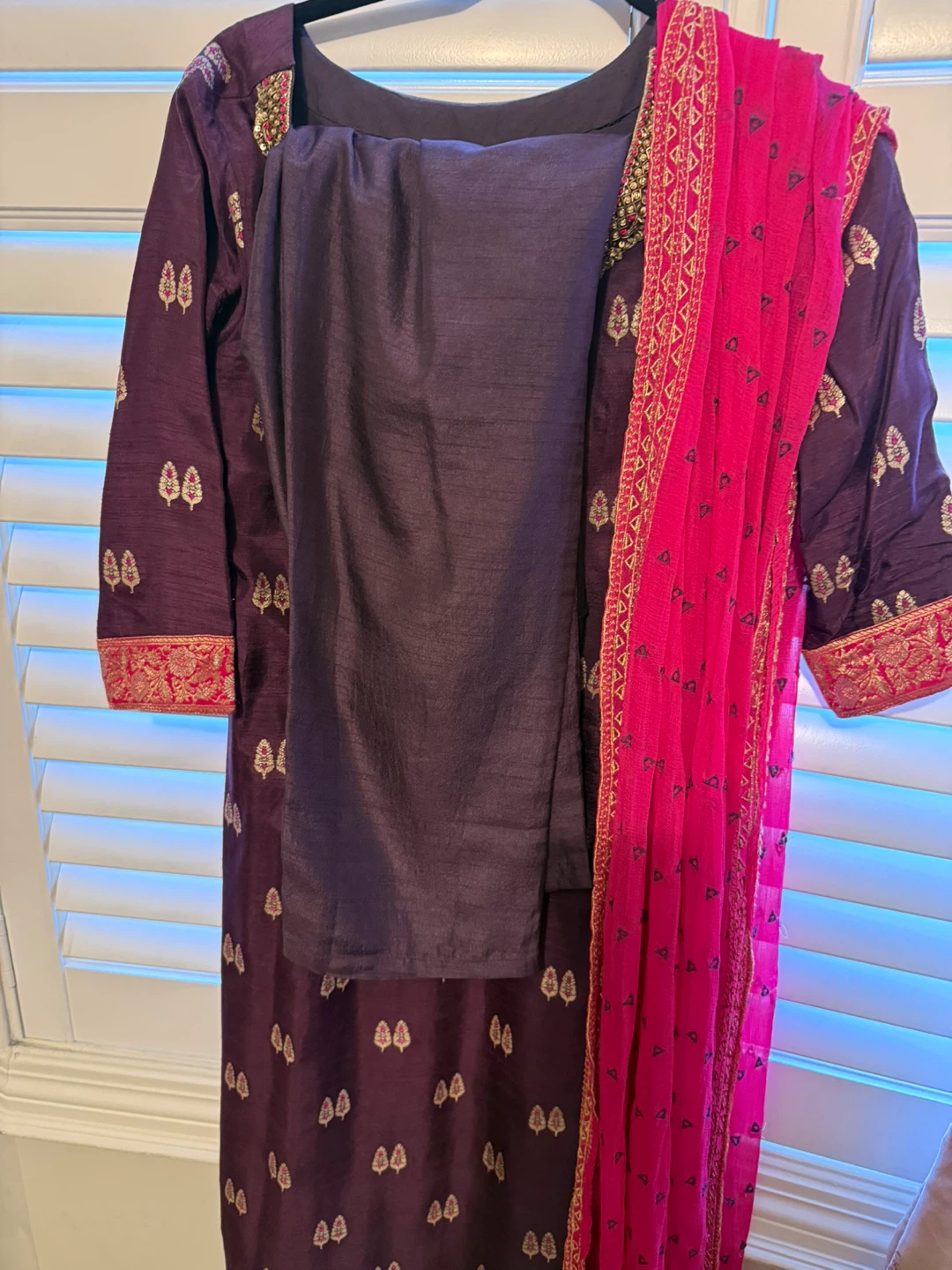 Women's Purple Salwar Kameez Dupatta Set - photo 3