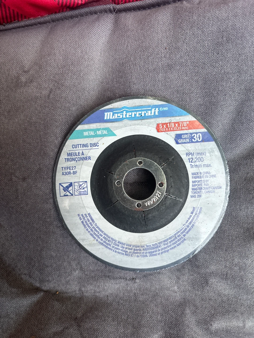 Mastercraft 5 x 1/8 x 7/8" Cutting Disc Grit 30