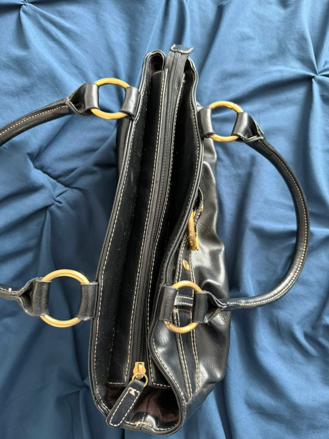 Vintage Black Handbag with Gold Accents - photo 4