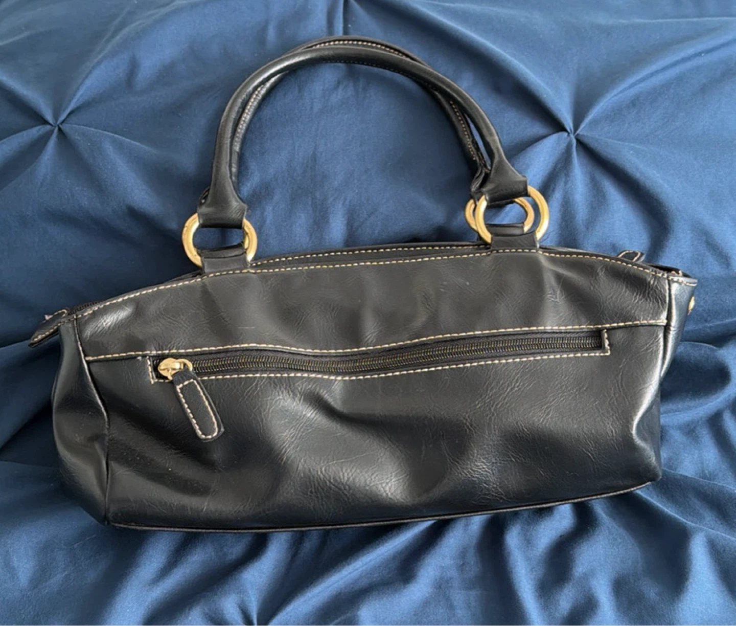 Vintage Black Handbag with Gold Accents - photo 2