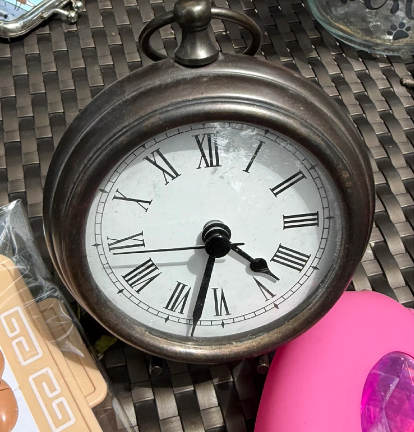 Vintage-style Roman Numeral Desk Clock