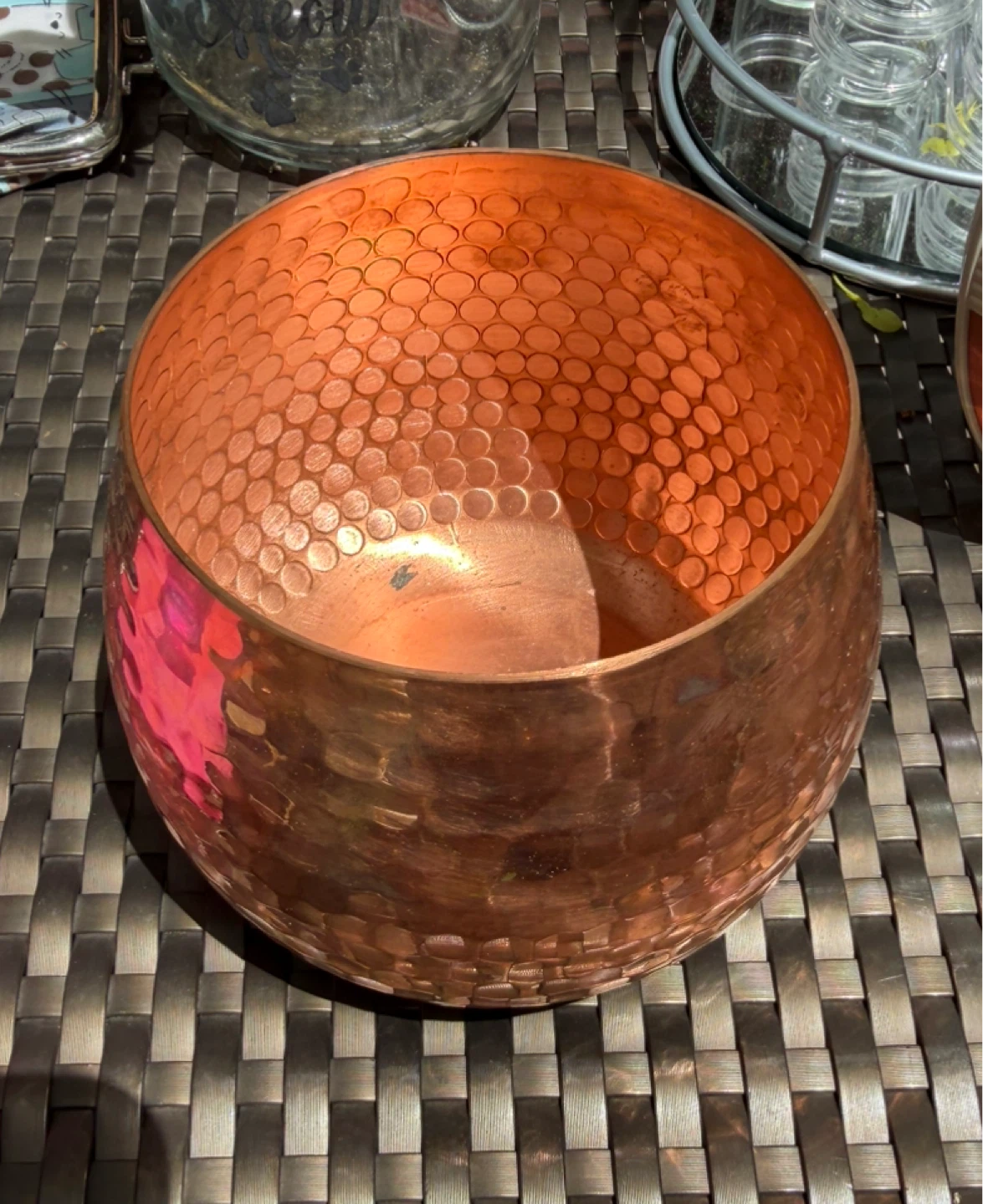 Hammered Copper Bowl / candle holder