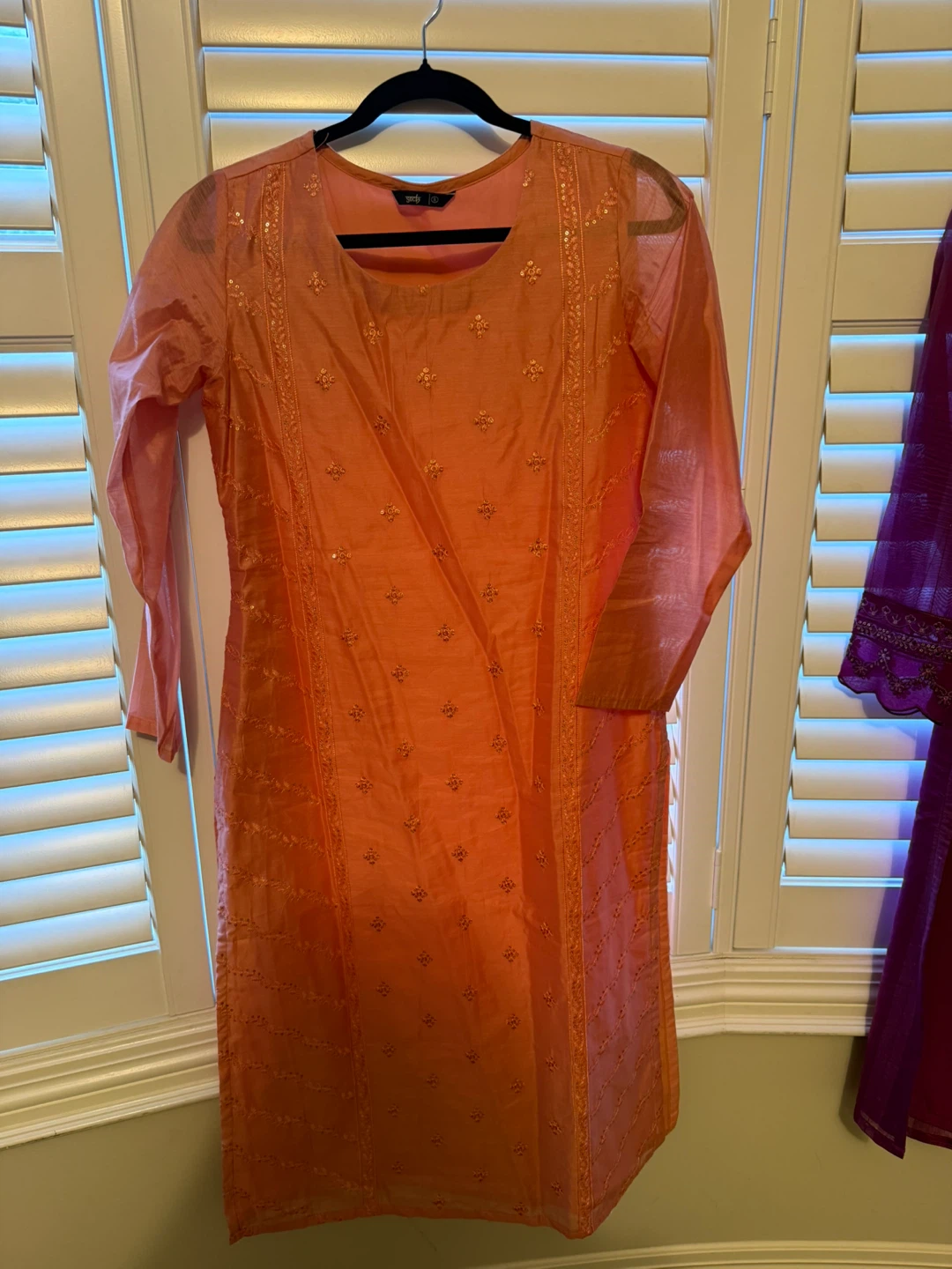 Sutra Orange Embroidered Kurti - Medium