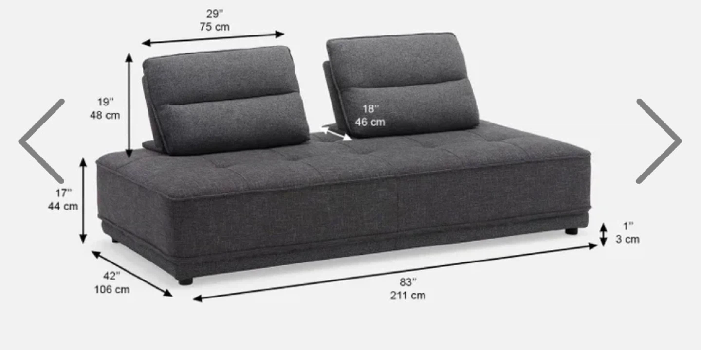 Dark Grey Tufted Sofa Bed with Adjustable Backrests - photo 3