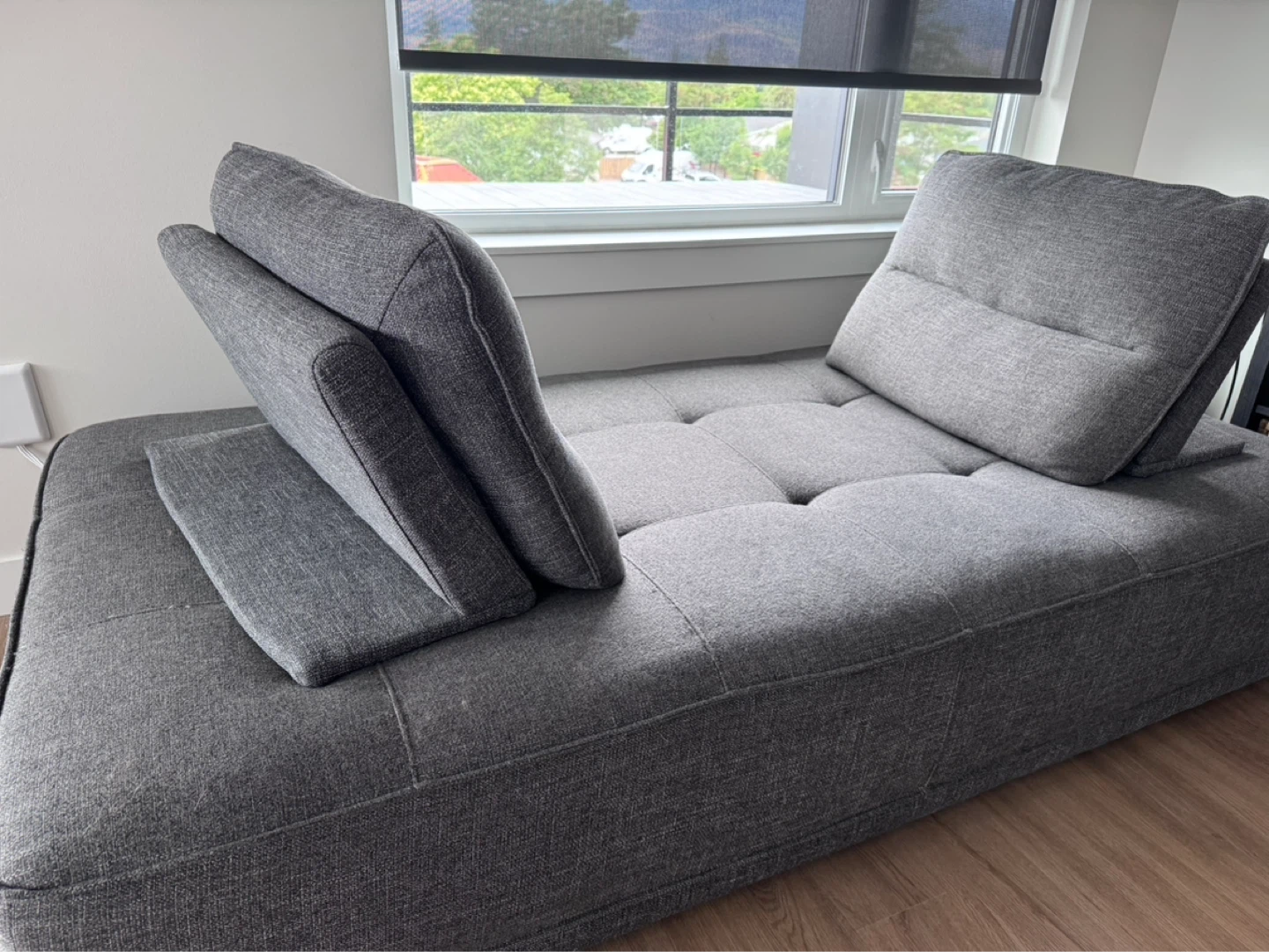 Dark Grey Tufted Sofa Bed with Adjustable Backrests - photo 2