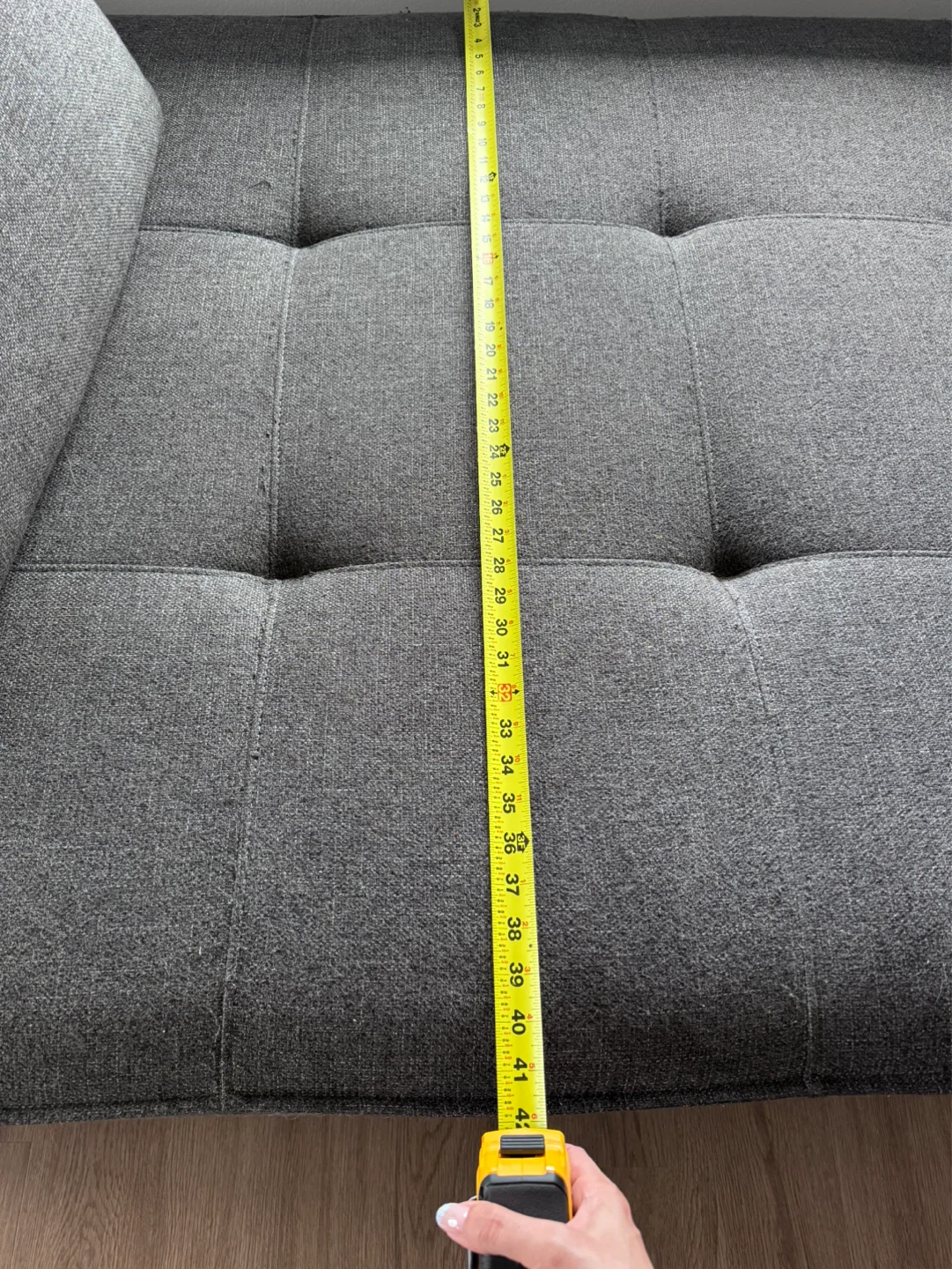 Dark Grey Tufted Sofa Bed with Adjustable Backrests - photo 4