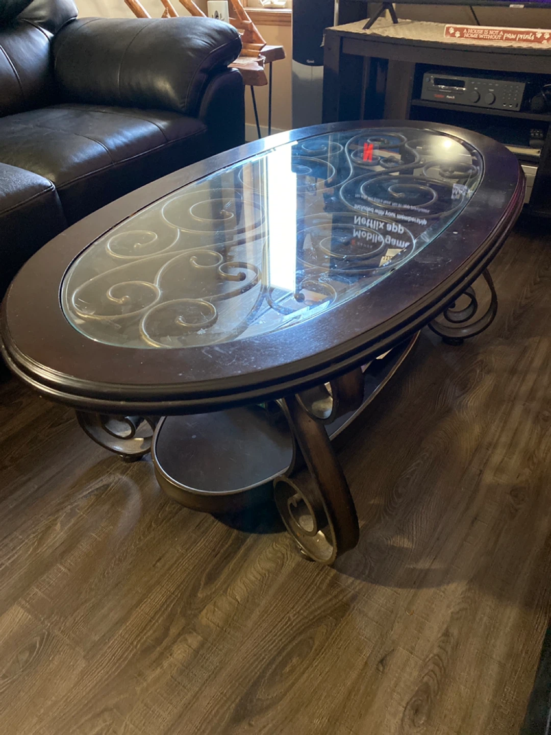 Oval Coffee Table with Glass Top
