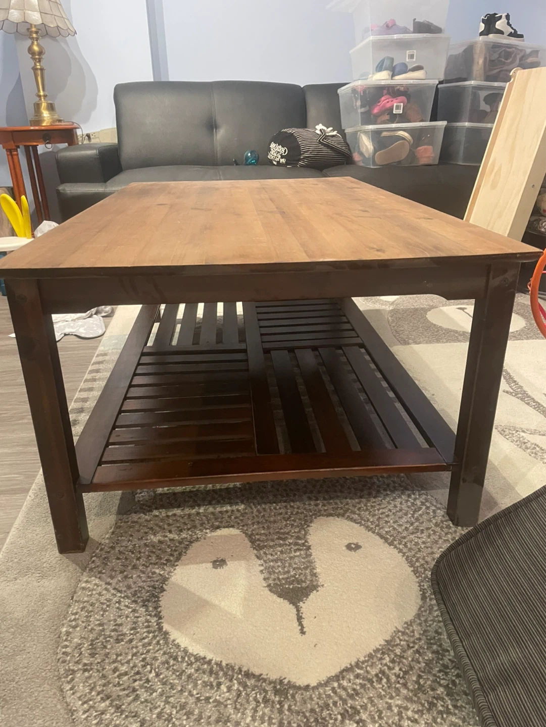 Wooden Coffee Table with Shelf - photo 2
