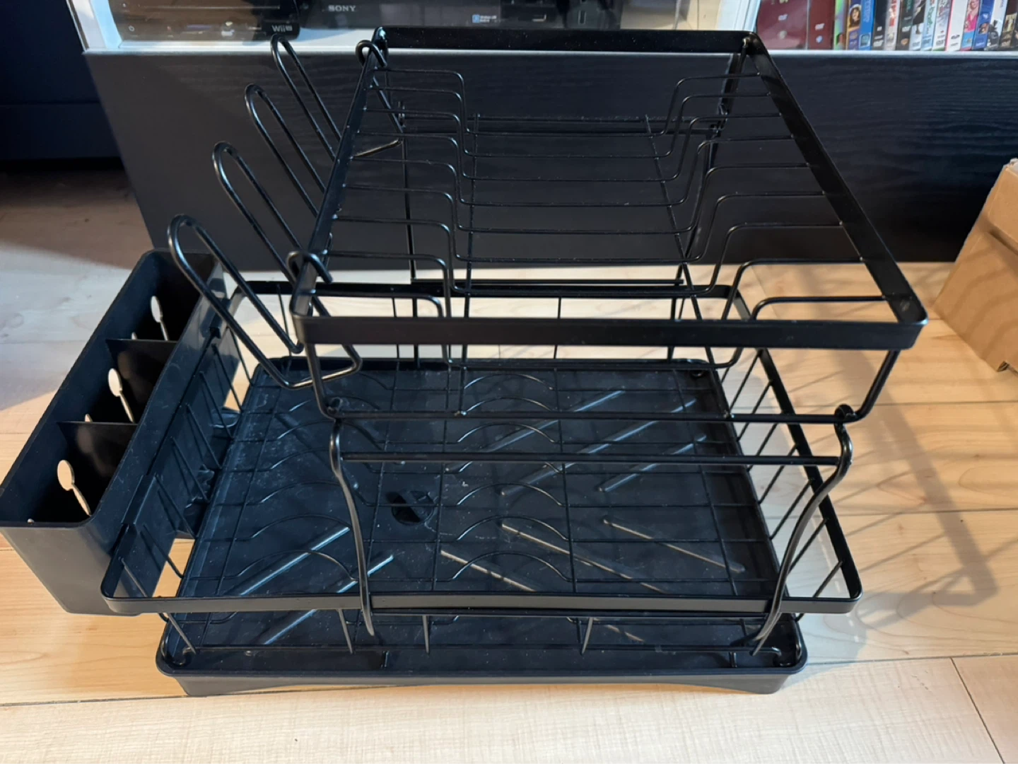 Black 2-Tier Dish Drying Rack with Cutlery Holder