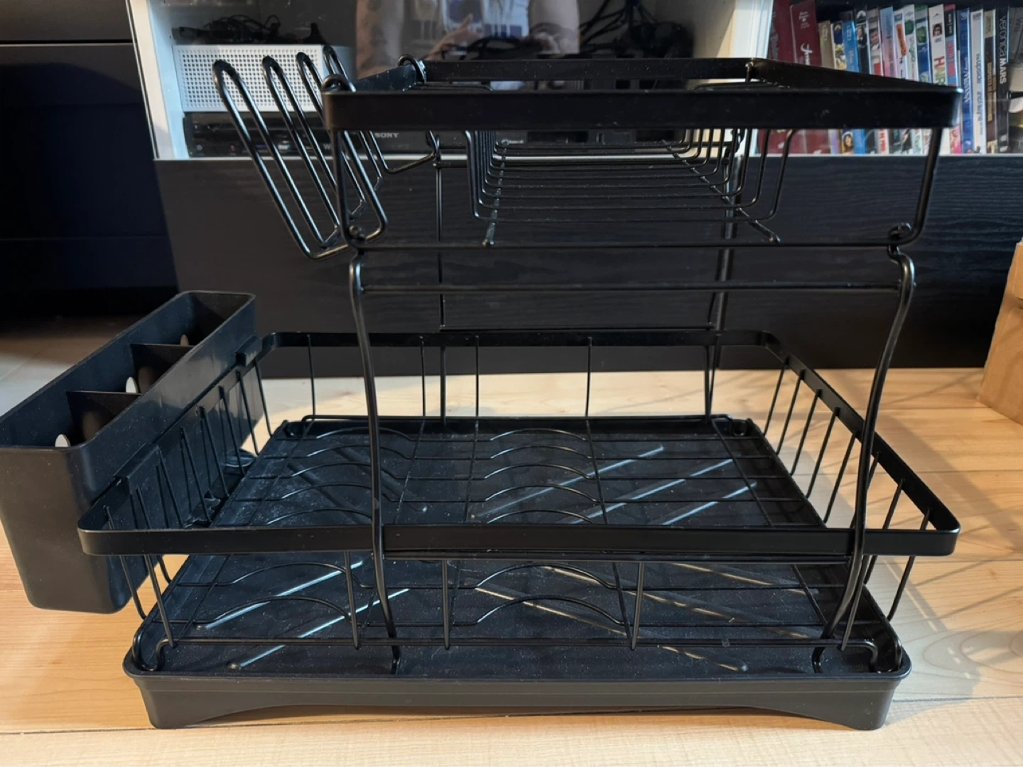 Black 2-Tier Dish Drying Rack with Cutlery Holder - photo 2