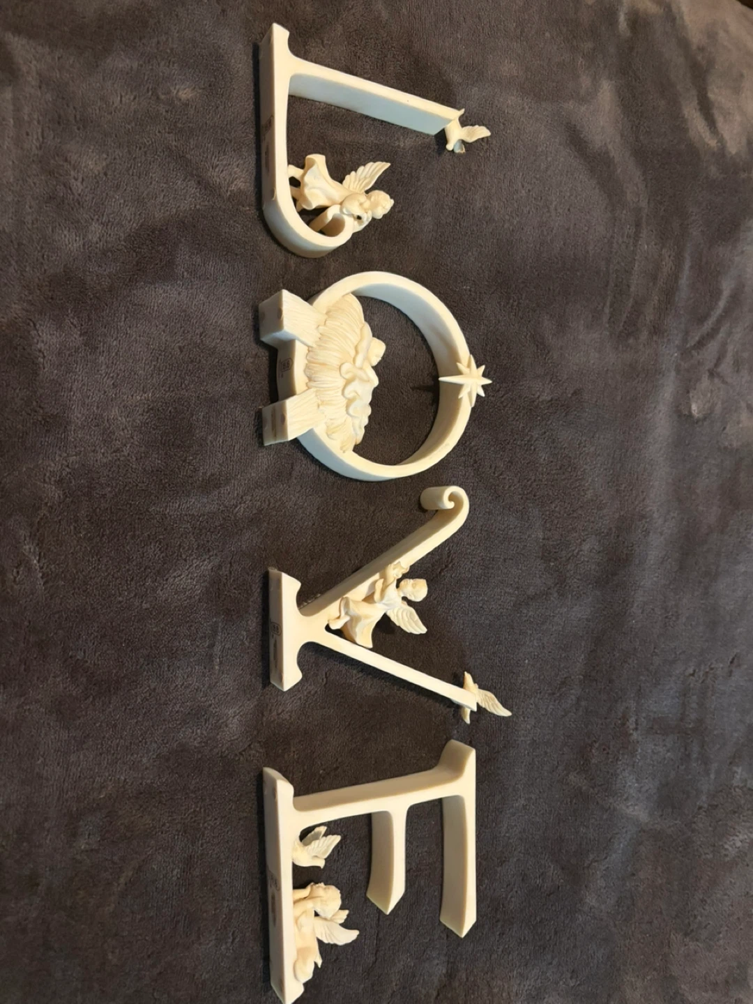 Vintage Ivory Tone Cherub Angel "LOVE" Wall Decor Letters
