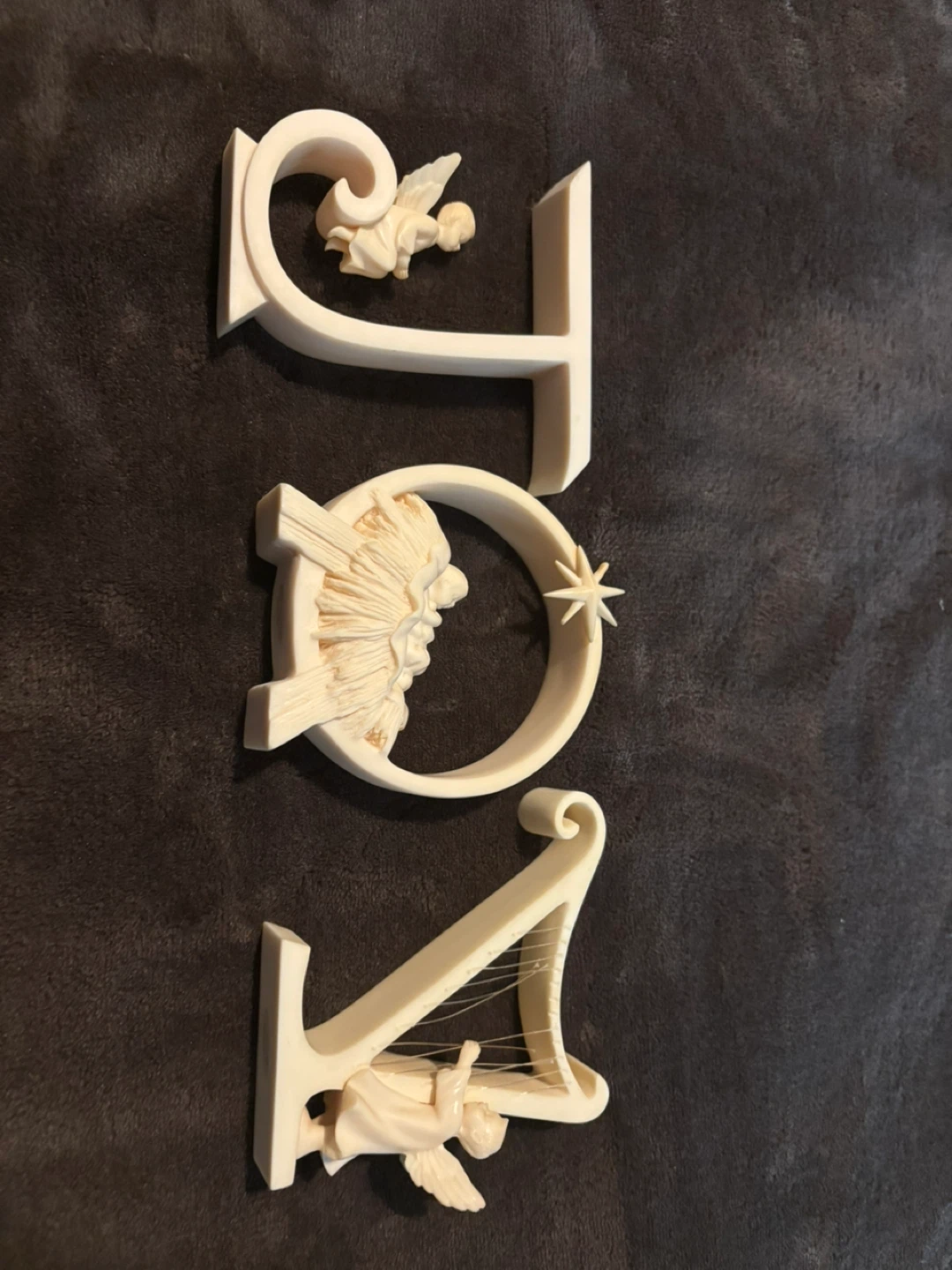Vintage Ivory Tone Cherub Angel "LOVE" Wall Decor Letters - photo 2