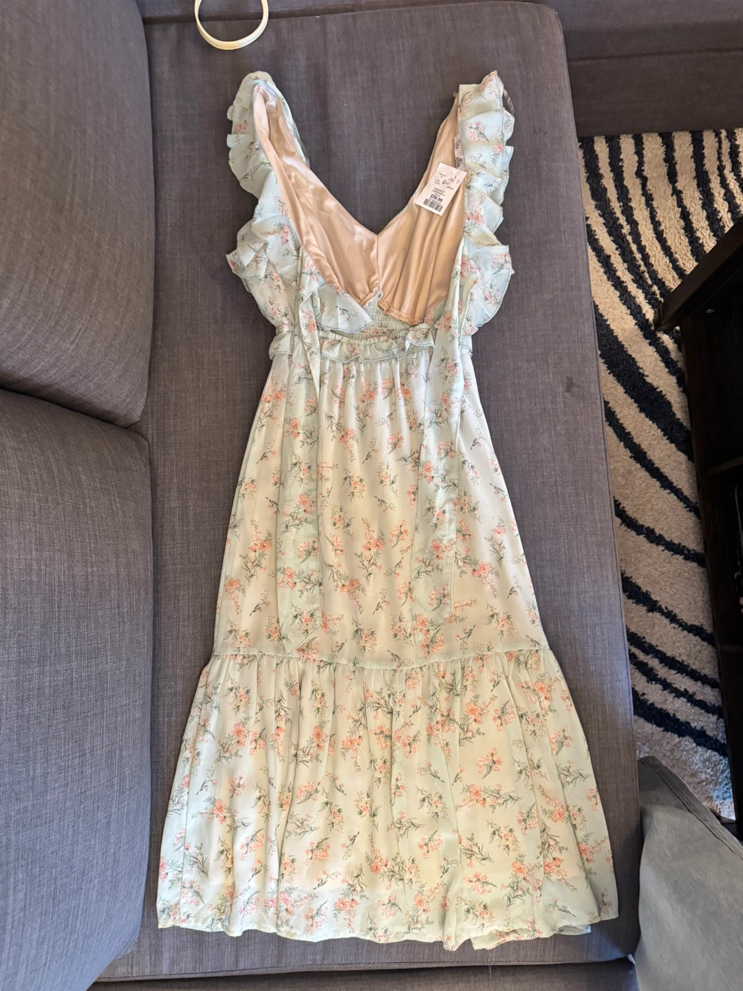 Light moss green Floral Ruffle Dress - photo 2