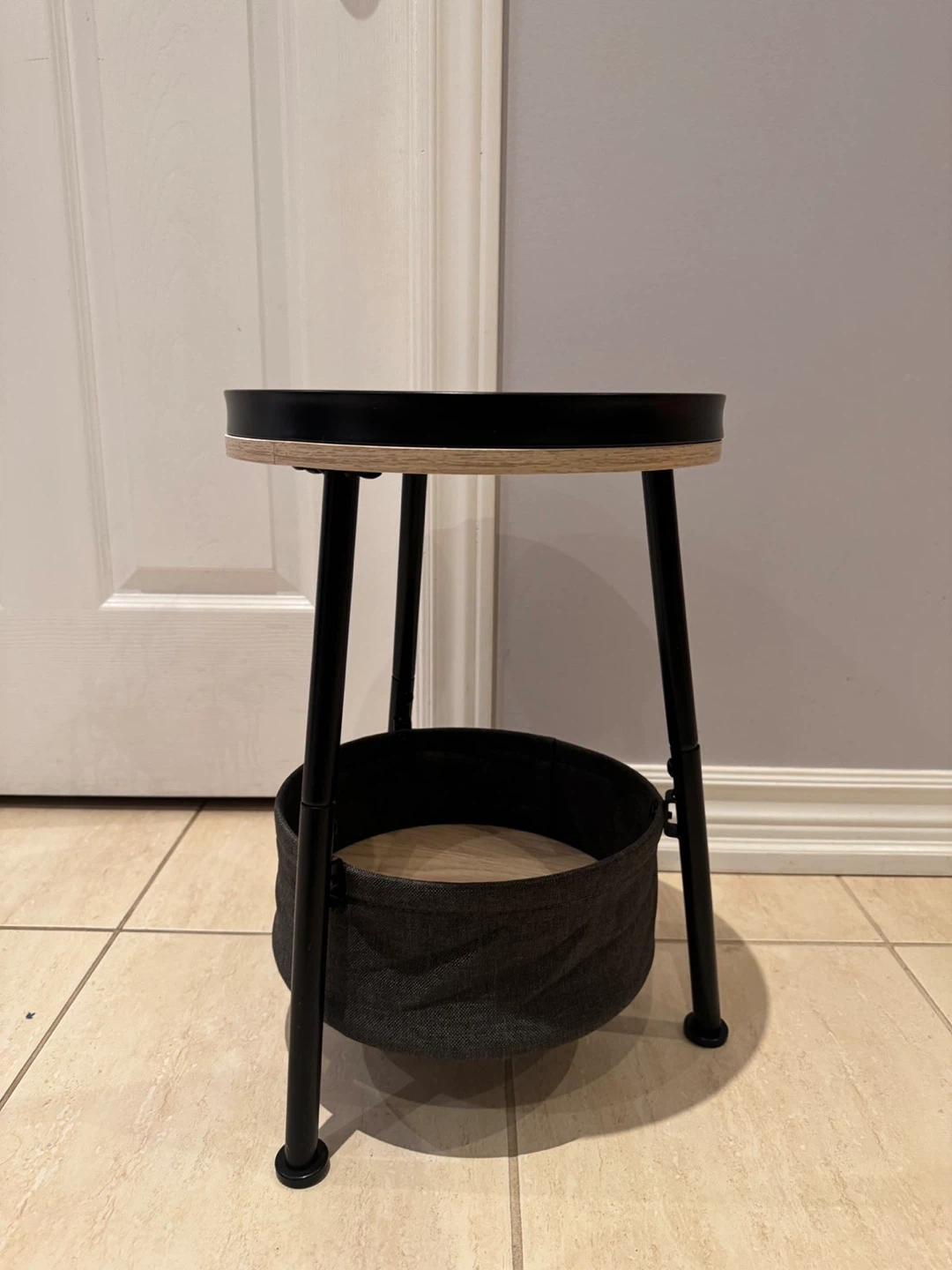 Round Side Table with Storage Basket - photo 2