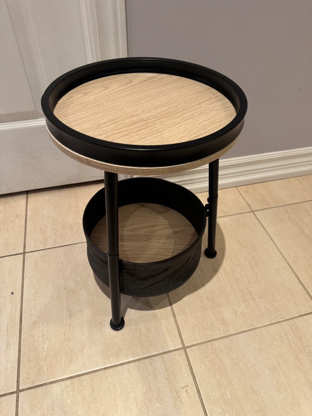 Round Side Table with Storage Basket - photo 3