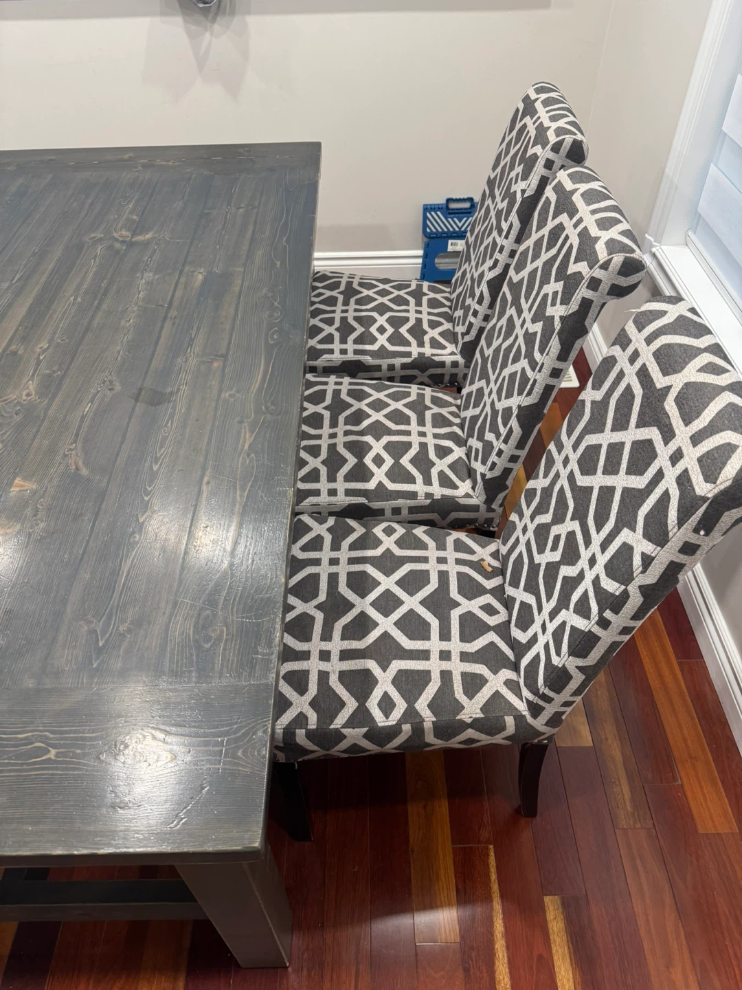 Rustic Farmhouse Dining Table with Upholstered Chairs and Bench - photo 2