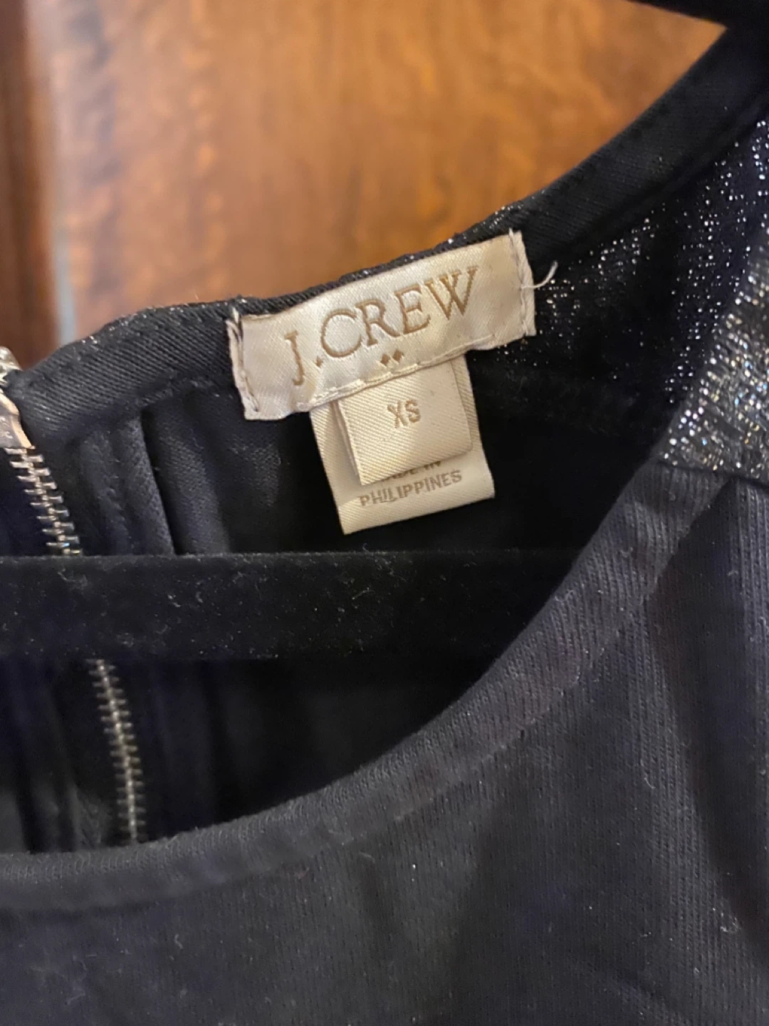 J. Crew Black Dress with Silver Sparkle Sleeves XS - photo 3