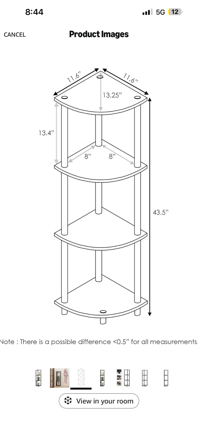 Furino 4-Tier Corner Display Rack - French Oak Grey/Black - photo 5
