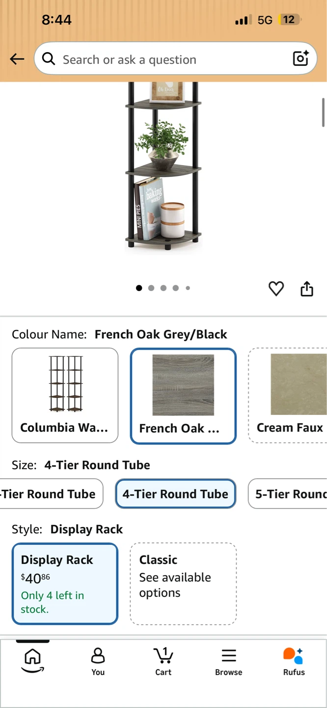 Furino 4-Tier Corner Display Rack - French Oak Grey/Black - photo 2