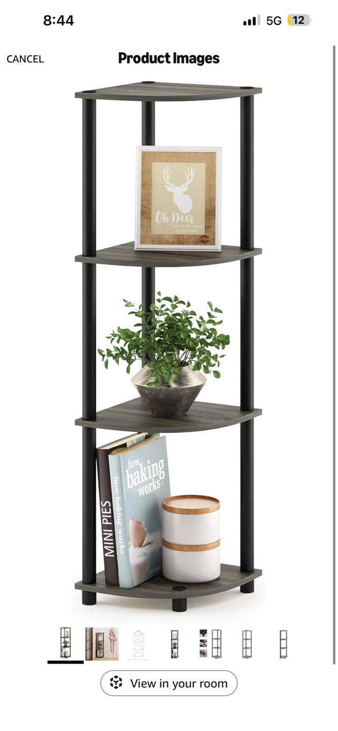 Furino 4-Tier Corner Display Rack - French Oak Grey/Black - photo 3