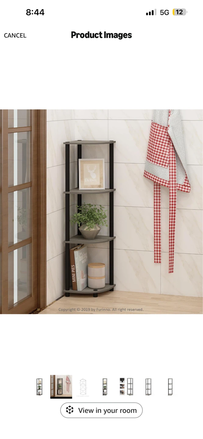 Furino 4-Tier Corner Display Rack - French Oak Grey/Black - photo 4