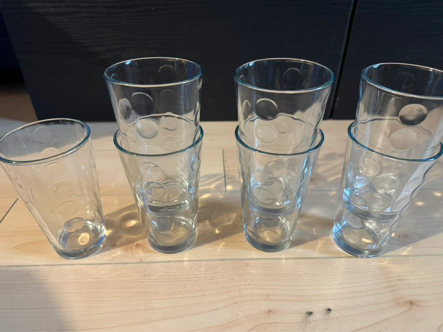 Set of 7 Clear Glass Tumblers with Dot Pattern
