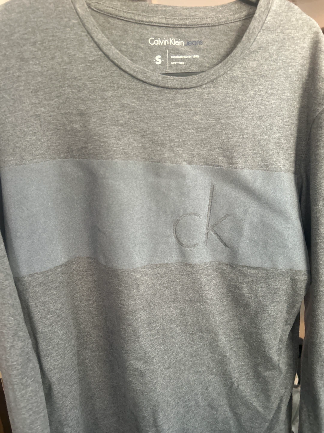 Calvin Klein Jeans Grey Colorblock Long Sleeve Shirt Size S