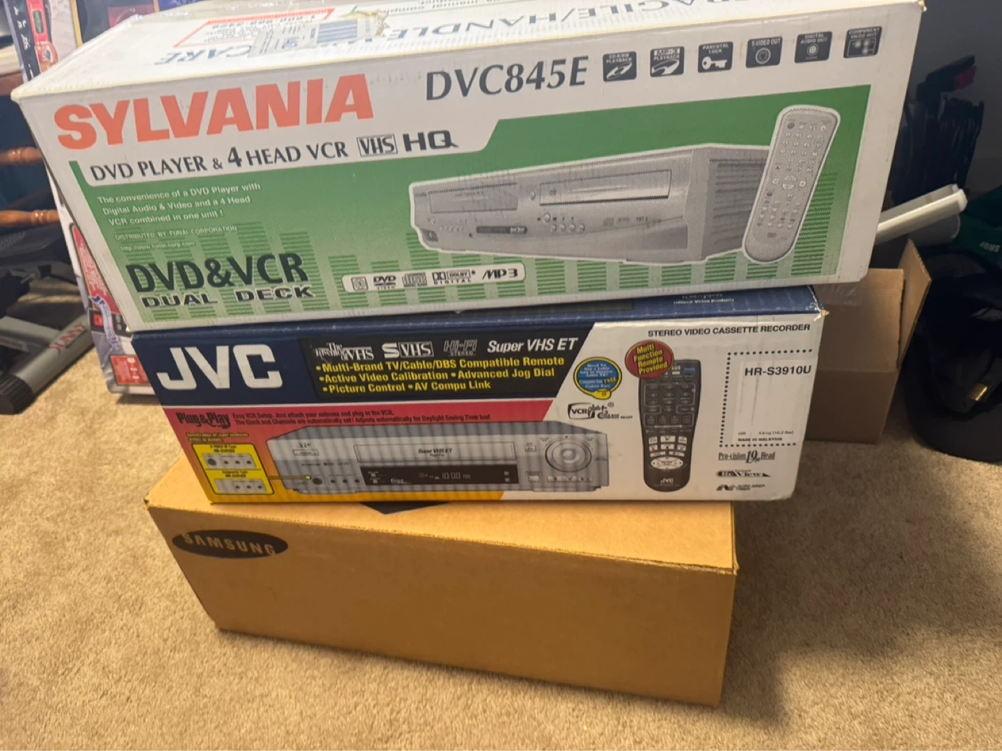 3 VHS VCR’s with Original Remote