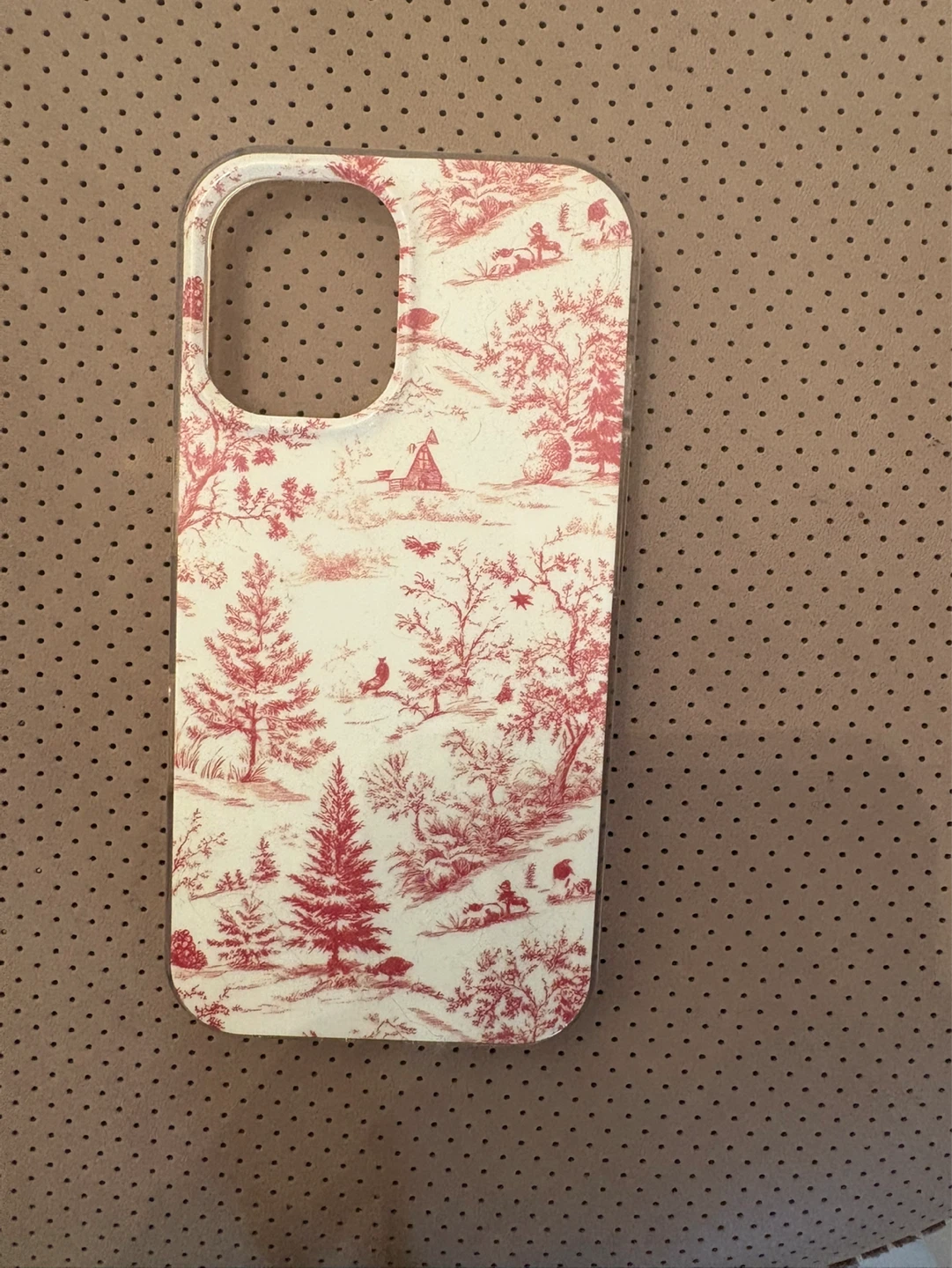 iPhone 16 Red and White Toile Pattern Phone Case