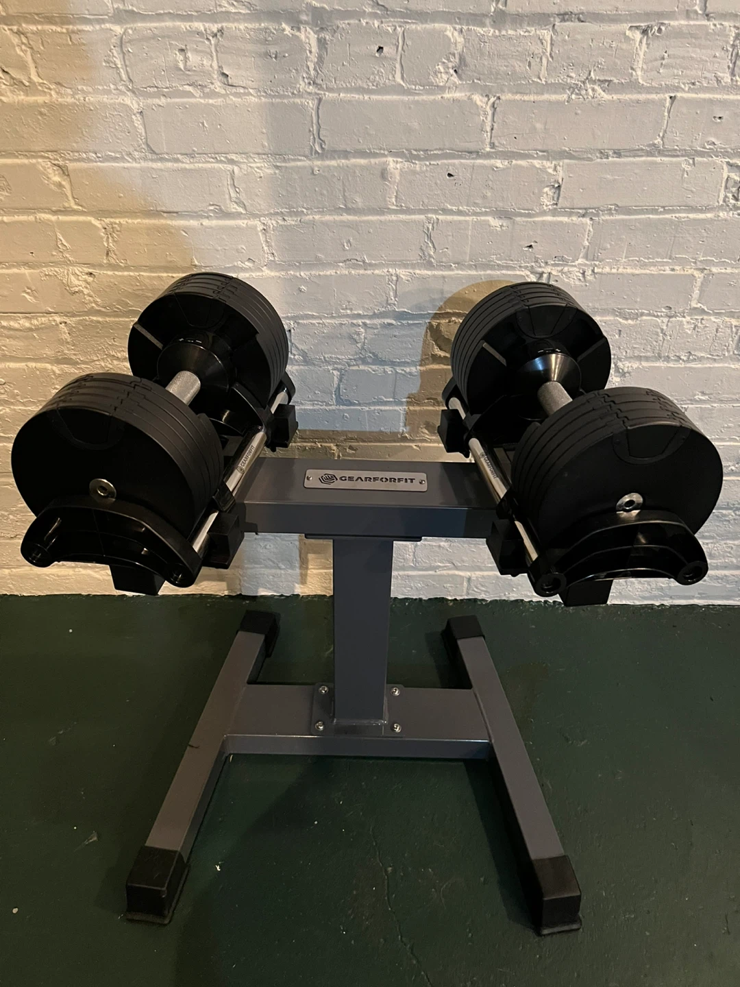 *USED ONCE* 50lb Adjustable Dumbbells and Stand