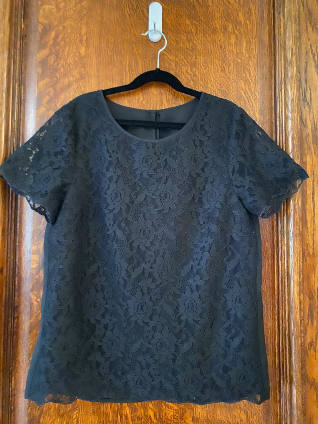Black Lace Short Sleeve Top