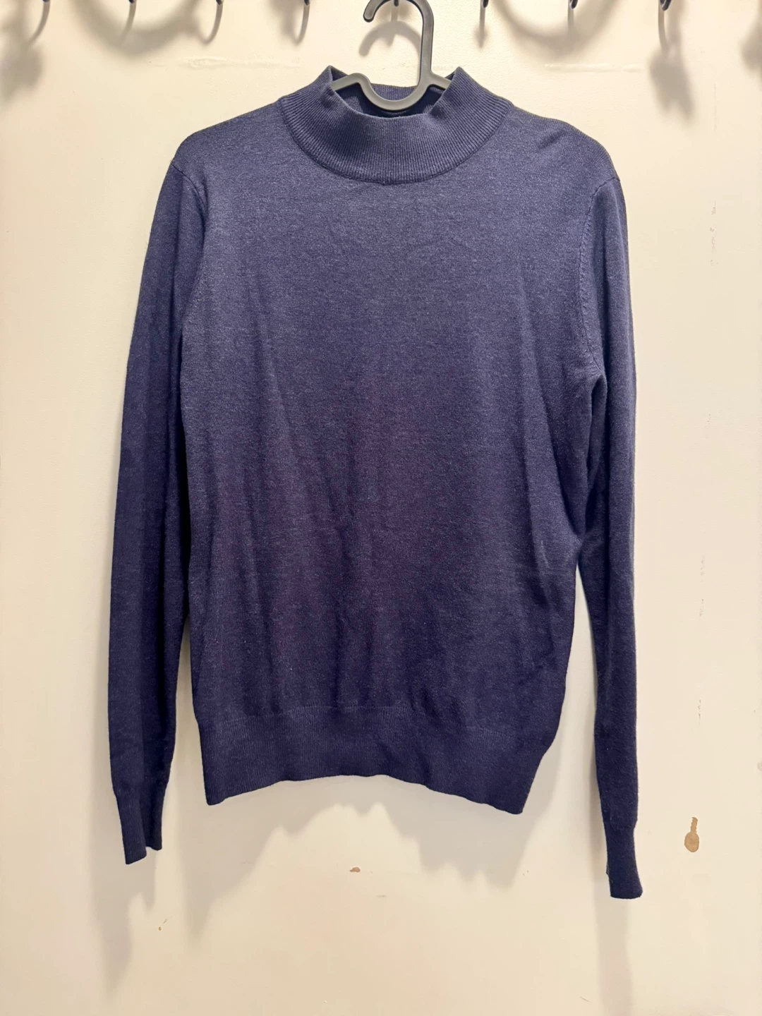 Navy Blue Mock Neck Sweater Top