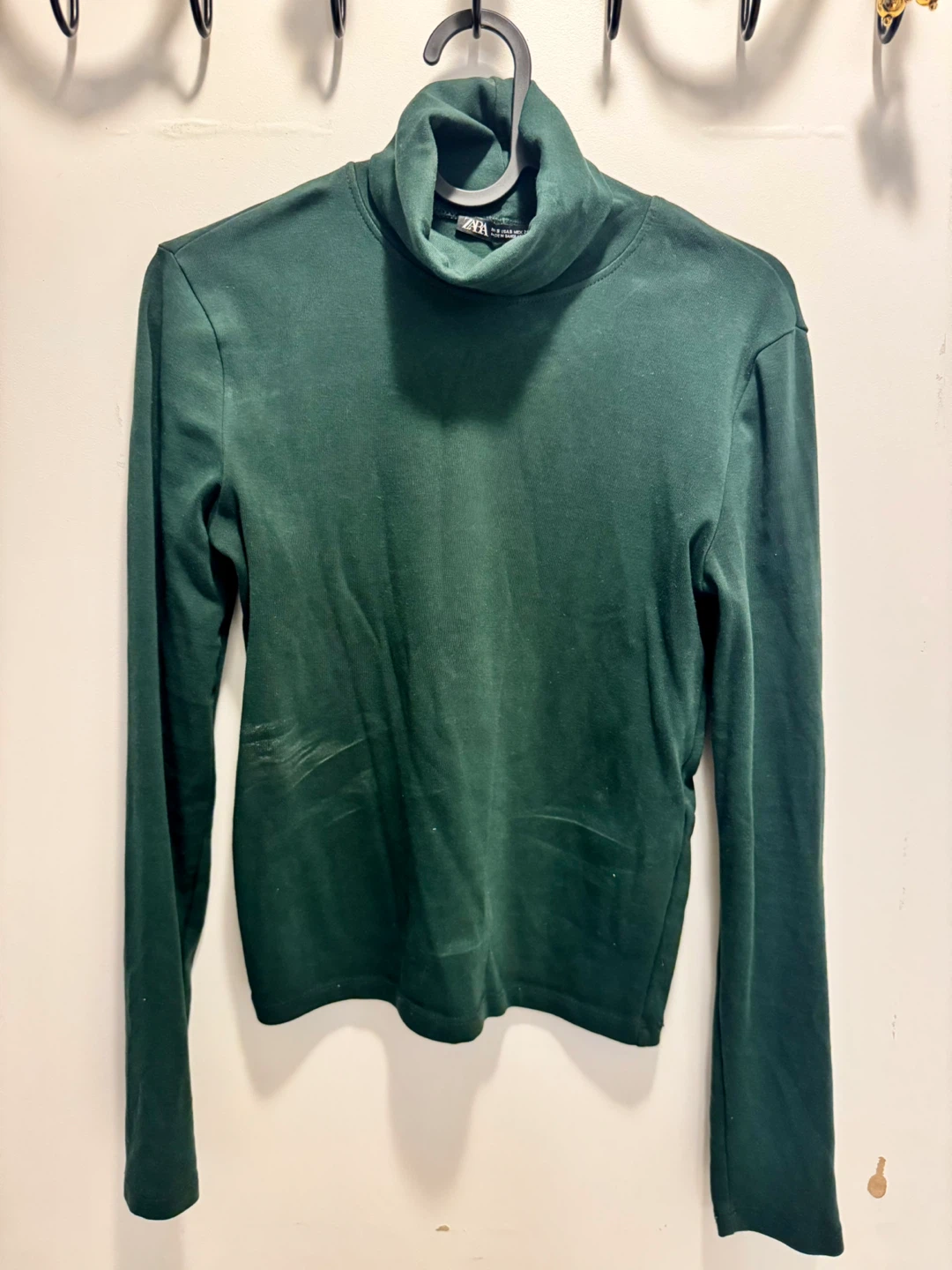 ZARA Green Turtleneck Long Sleeve Top