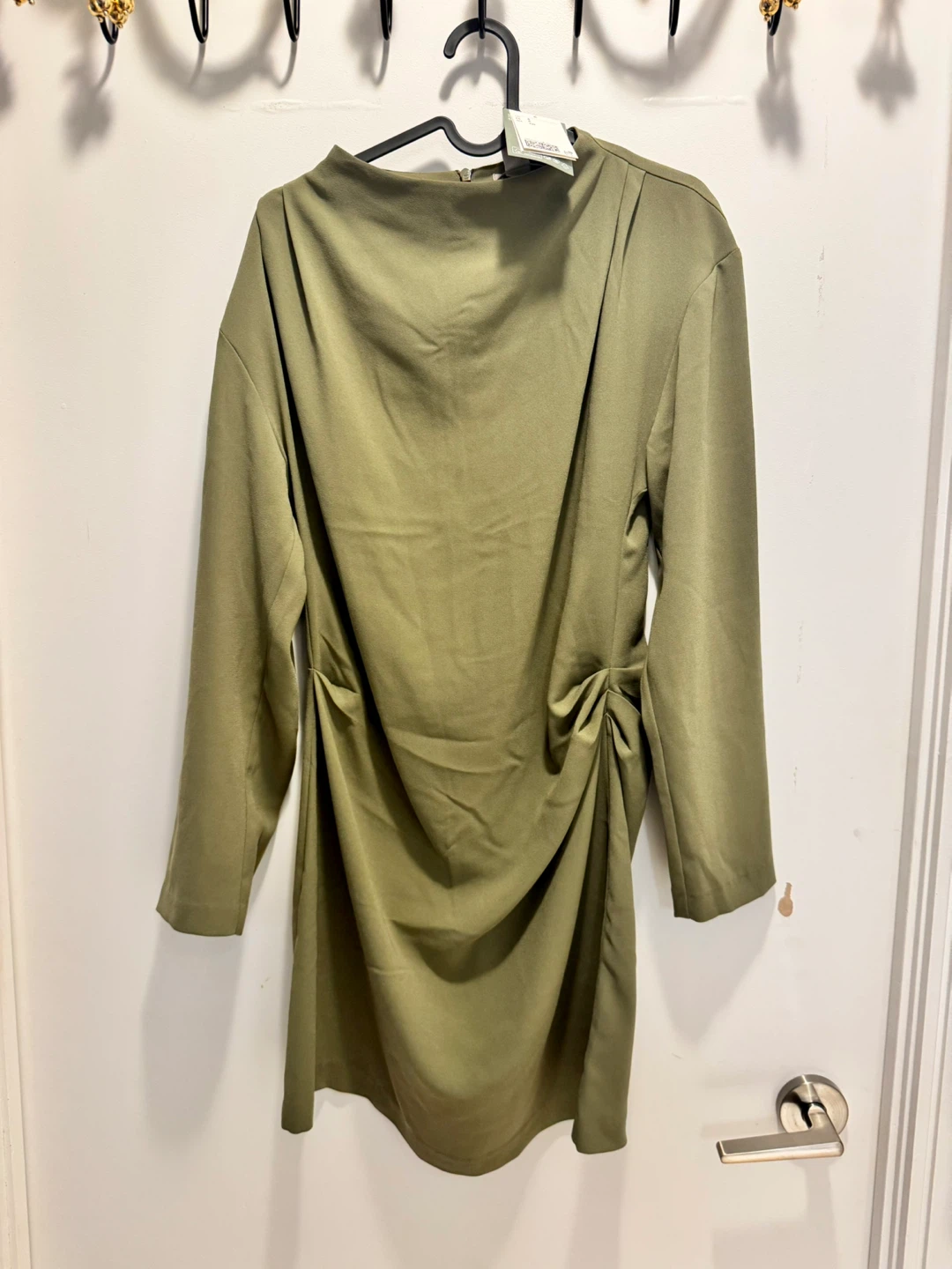 H&M Olive Green Ruched Dress