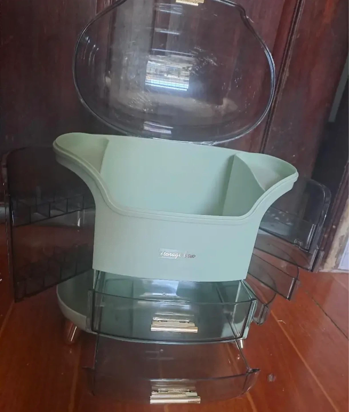 Mint Green Makeup Organizer with Clear Lid - photo 2